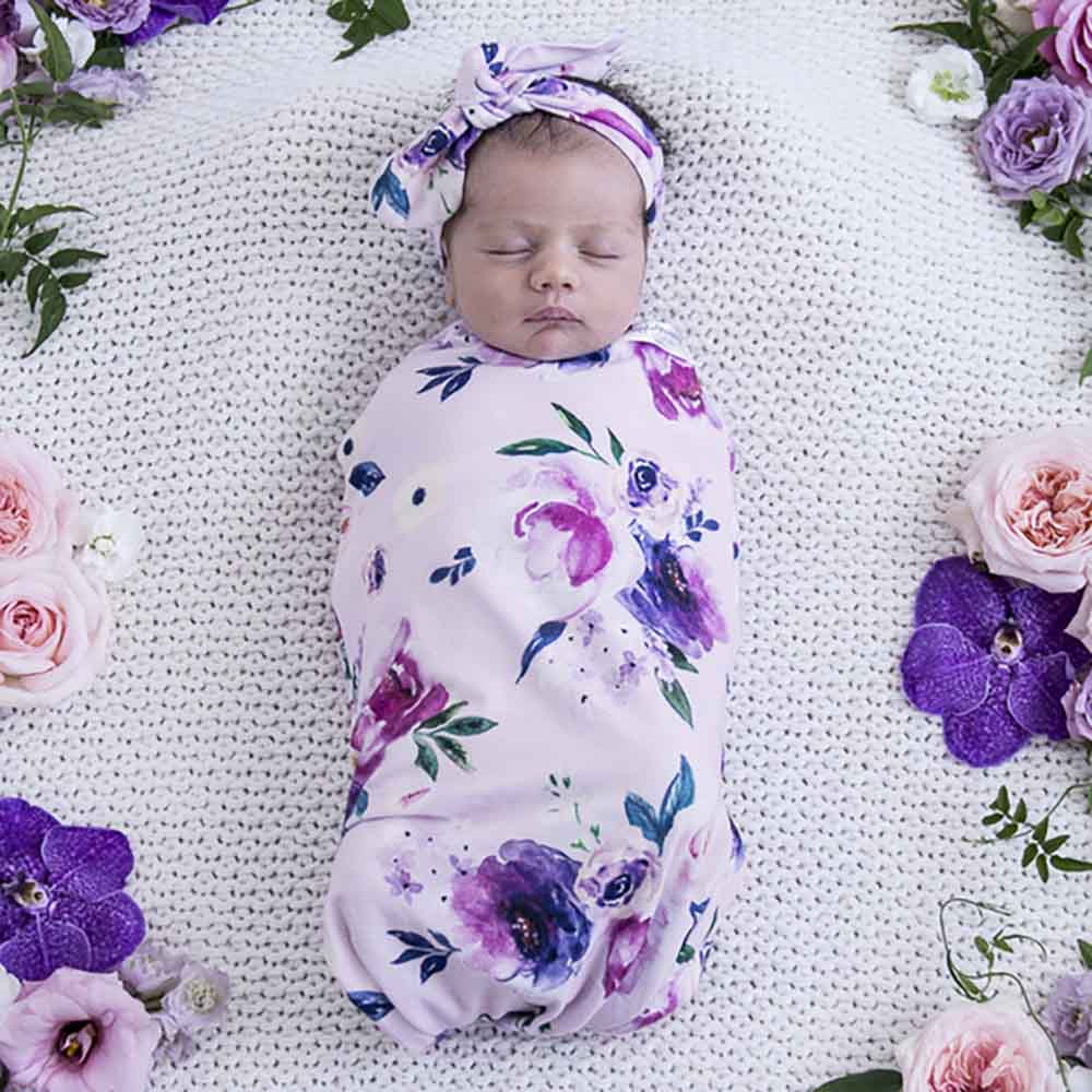 Floral Kiss Snuggle Swaddle &amp; Topknot Set