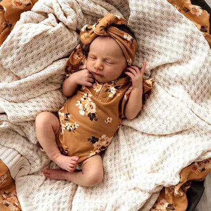 Snuggle Hunny Golden Flower Short Sleeve Organic Bodysuit