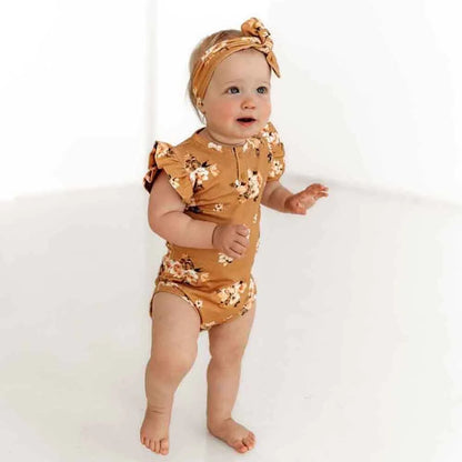 Snuggle Hunny Golden Flower Short Sleeve Organic Bodysuit