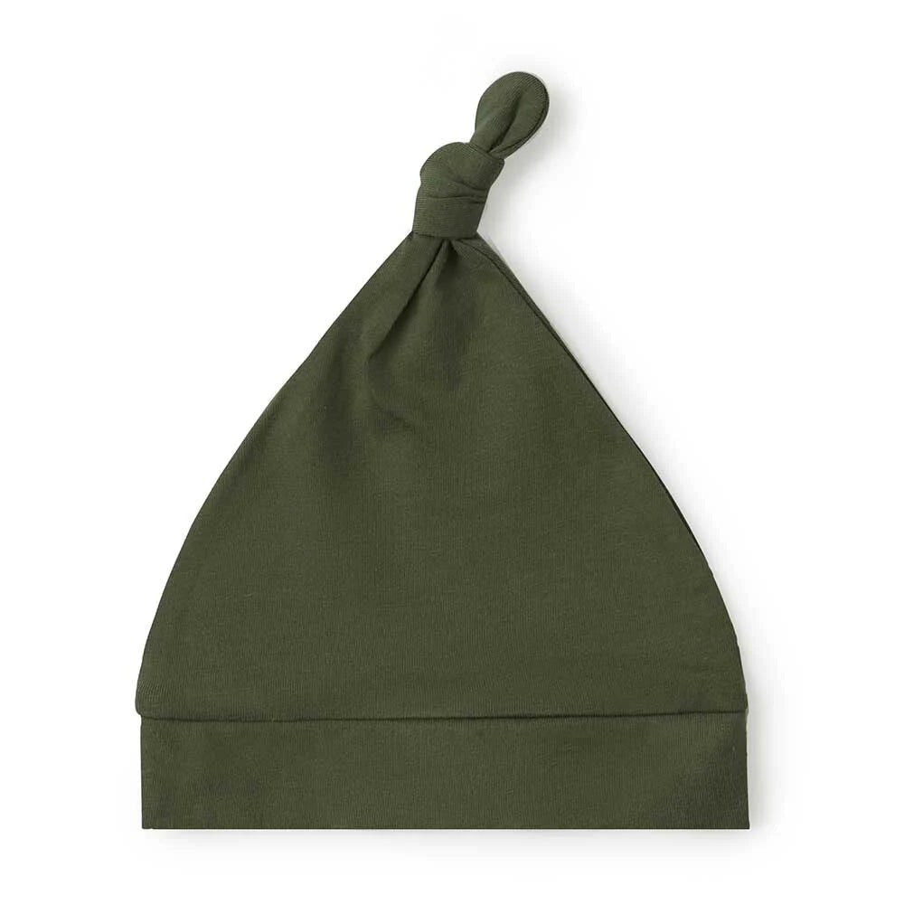 Olive Organic Knotted Beanie