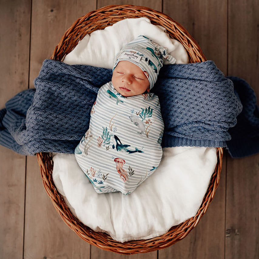 Whale Snuggle Swaddle &amp; Beanie Set