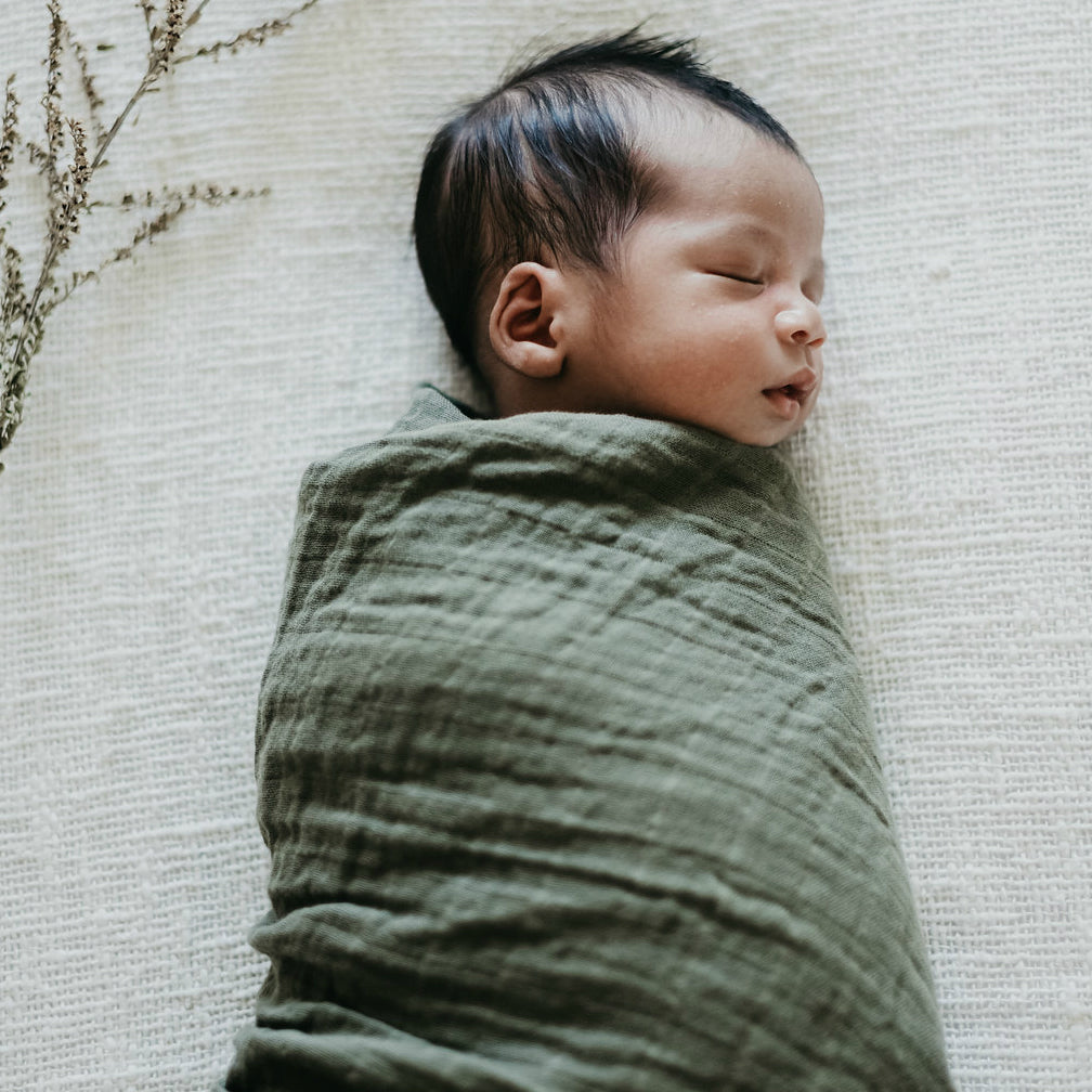 Dusty Olive Organic Muslin Wrap